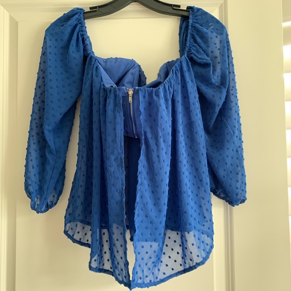 Off-the-shoulder Cobalt Bustier Top - Picture 2 of 4